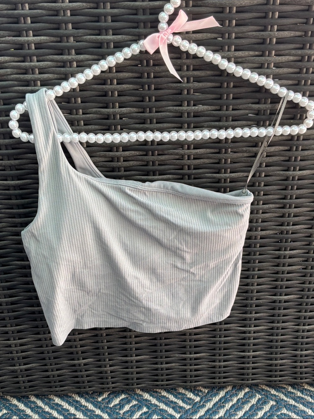 lululemon athletica One-Shoulder Ribbed Crop Top - Light Gray